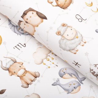 Dětská bavlněná látka/plátno Sandra SA-439 Znamení zvěrokruhu - šířka 160 cm - Biante.cz