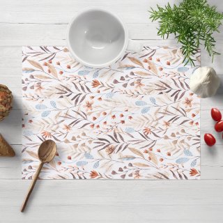 Dekorační prostírání na stůl Leona LN-163 Podzimní větvičky na bílém - Biante.cz