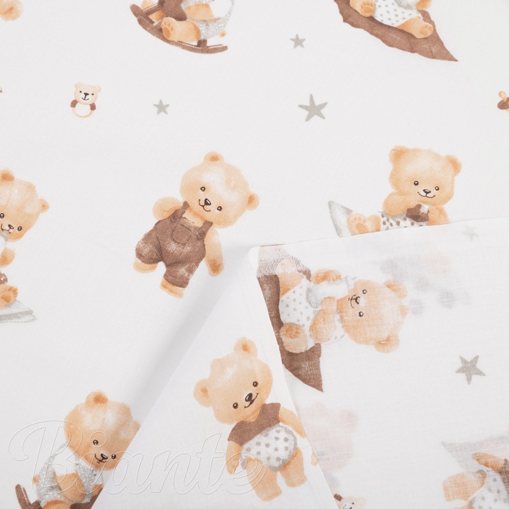 Dětská bavlněná látka/plátno Sandra SA-732 Medvědí miminka na bílém - šířka 160 cm - detail 4 - Biante.cz