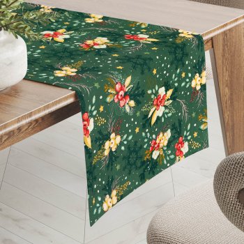 Bavlněný běhoun na stůl Sandra SA-713 Vánoční cesmíny na zeleném - Biante.cz
