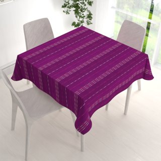 Bavlněný čtvercový ubrus Olivia OL-002 Proužky na fialovém - detail 1 - Biante.cz Bavlněný čtvercový ubrus Olivia OL-002 Proužky na fialovém - detail 1 - Biante.cz