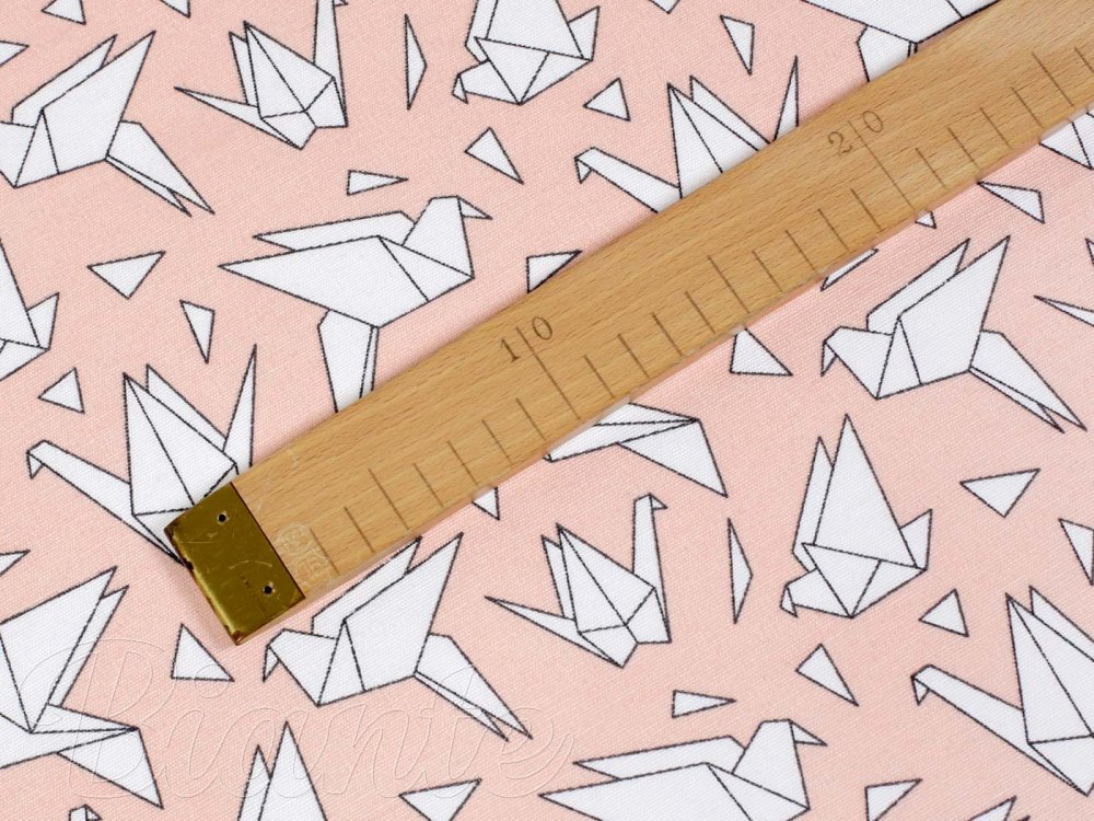 Dekorační látka Leona LN-044 Origami ptáci na lososovém - šířka 140 cm - detail 3 - Biante.cz