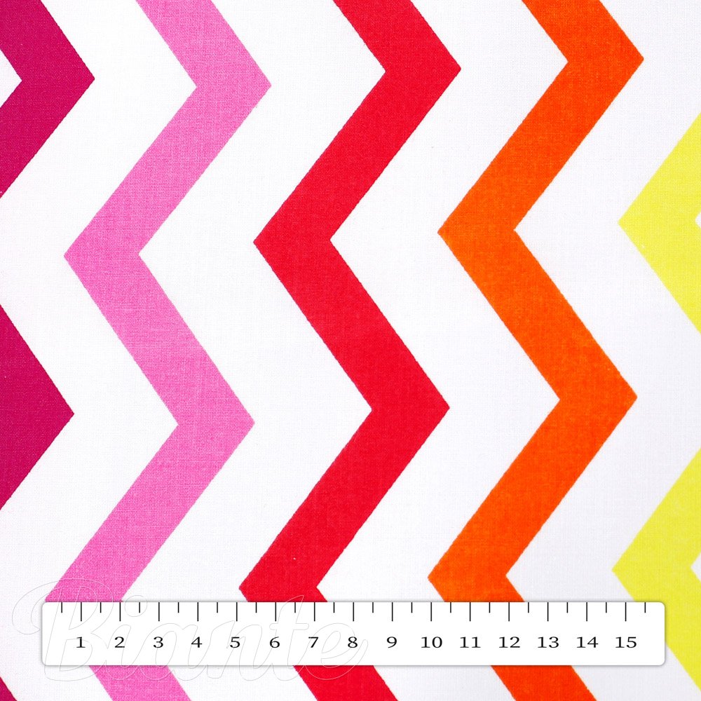 Bavlněná látka/plátno Sandra SA-379 Žluto-růžovo-červené cik-cak proužky - šířka 160 cm - detail 3 - Biante.cz