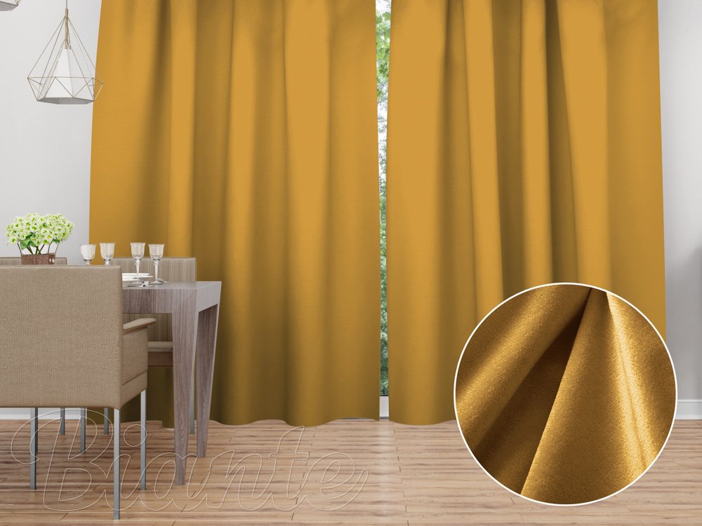 Sametový závěs Velvet Premium SVP-047 Hořčicový - Biante.cz
