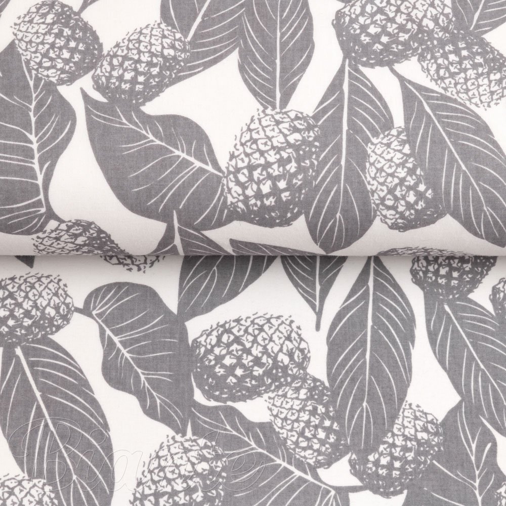 Bavlněná látka/plátno Sandra SA-511 Šedé ananasy na bílém - šířka 160 cm - detail 2 - Biante.cz