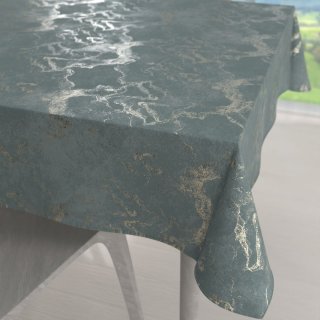 Veľký zamatový štvorcový obrus Isabela IBL-020 Zlatý/dymový mramor na svetlo modrosivom - Biante.sk