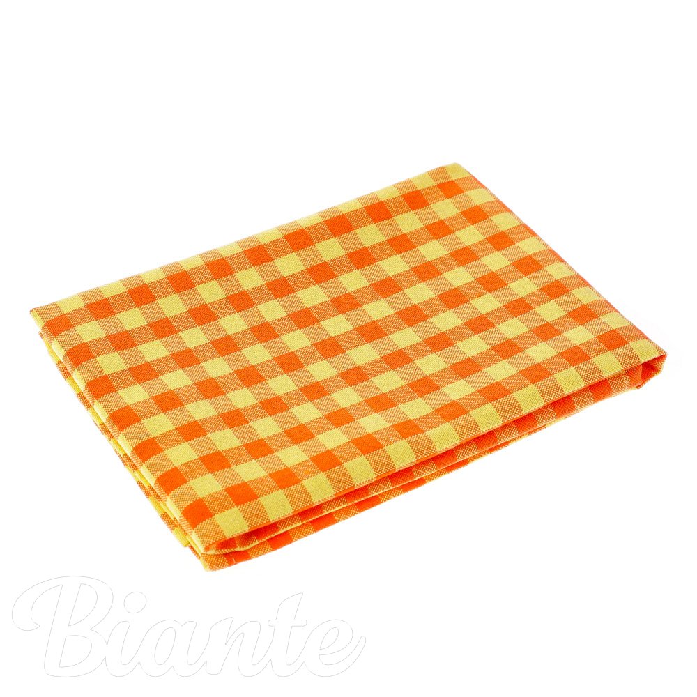 Kuchyňská bavlněná utěrka Olivia OL-006 Oranžovo-žlutá kostka malá - Biante.cz