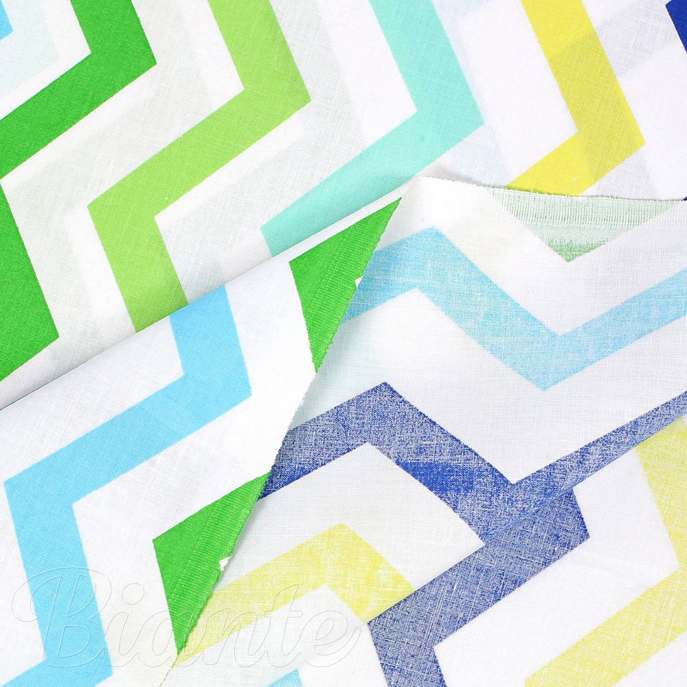 Bavlněná látka/plátno Sandra SA-378 Zeleno-modro-žluté cik-cak proužky - šířka 160 cm - detail 3 - Biante.cz