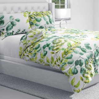 Bavlnené posteľné obliečky Sandra SA-244 Zelený eukalyptus na bielom - detail 1 - Biante.sk Bavlnené posteľné obliečky Sandra SA-244 Zelený eukalyptus na bielom - detail 1 - Biante.sk