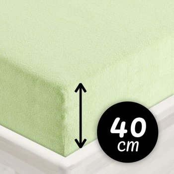 Froté napínací prostěradlo na extra vysokou matraci FR-018 Pastelově zelené - Biante.cz