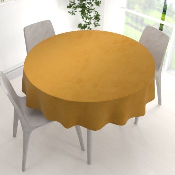 Sametový kulatý ubrus Velvet Premium SVP-047 Hořčicový - detail 1 - Biante.cz