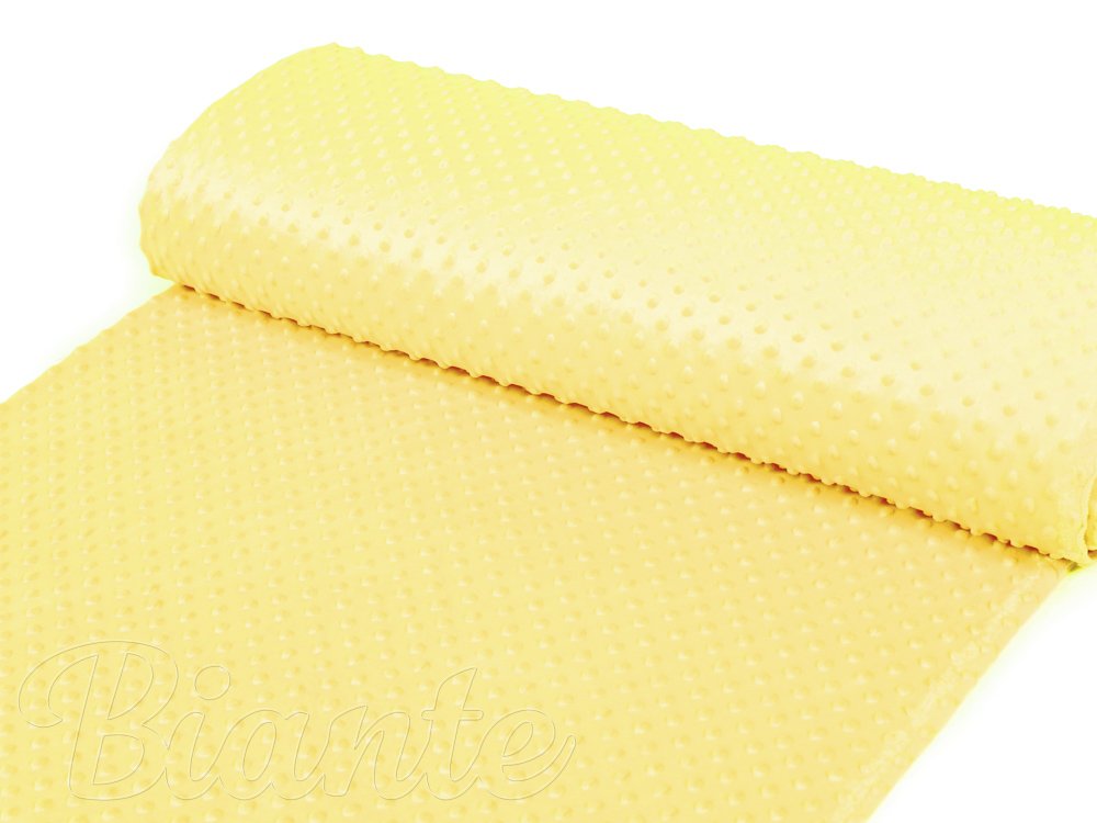 Dětská látka Minky 3D puntíky MKP-021 Citronově žlutá - šířka 150 cm - detail 2 - Biante.cz