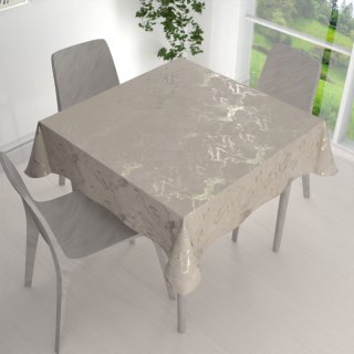 Veľký zamatový štvorcový obrus Isabela IBL-018 Zlatý/dymový mramor na púdrovo béžovom - detail 1 - Biante.sk