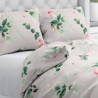 Bavlnené posteľné obliečky Sandra SA-452 Ružové kvety na sivom - Biante.sk