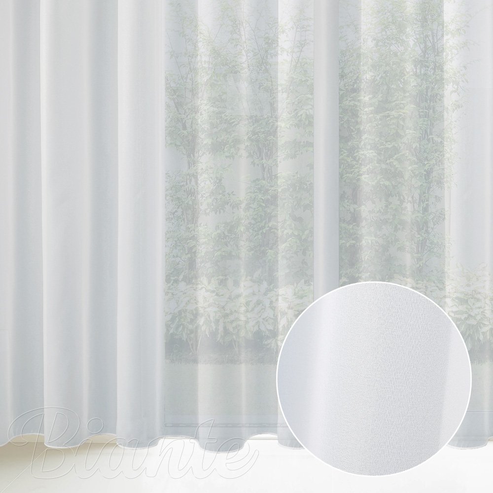 Biela hladká perleťovo lesklá záclona/organza s olovkom ZAC-032 výška 325 cm