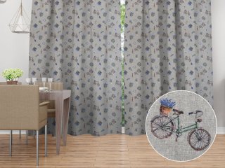 Dekoračný záves PML-097 Levandule a bicykle na sivom režnom - Biante.sk Dekoračný záves PML-097 Levandule a bicykle na sivom režnom - Biante.sk