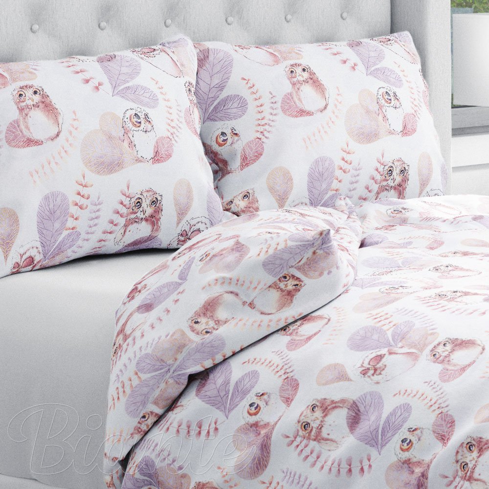 Bavlněné ložní povlečení Sandra SA-284 Hnědé sovy - Biante.cz