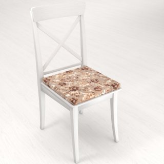 Sametový čtvercový podsedák Tamara TMR-042 Hnědé květy na šedobéžovém - 38x38x3 cm - detail 1 - Biante.cz