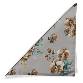 Bavlněný šátek Sandra SA-622 Hnědé orchideje na šedém - detail 1 - Biante.cz