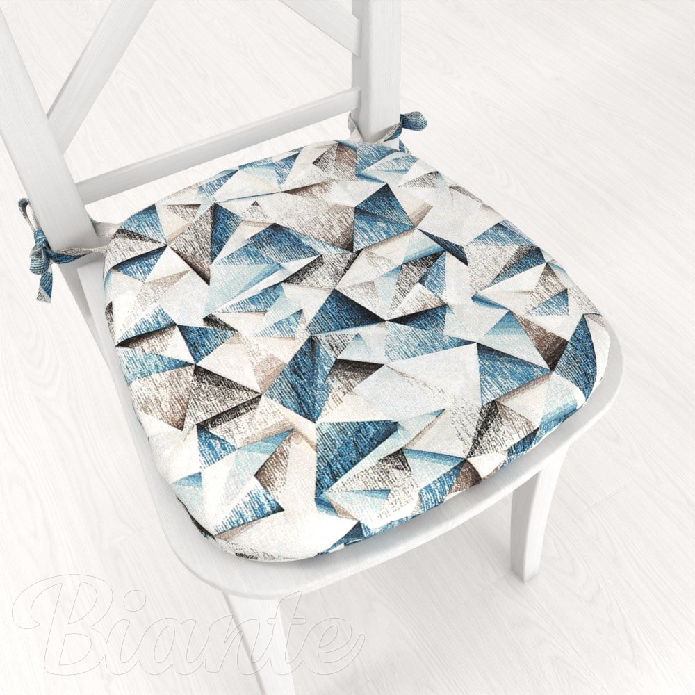 Oblý podsedák Porto PRT-007 Modro-hnědé krystaly - 39x37x3 cm - Biante.cz