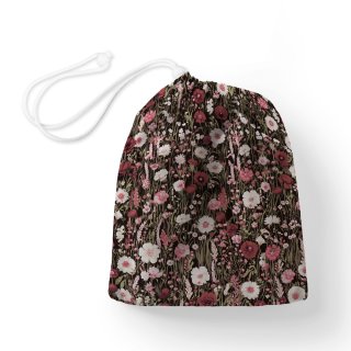 Bavlněný pytlík/sáček na přezůvky Sandra SA-740 Luční kvítí na temně hnědém - Biante.cz