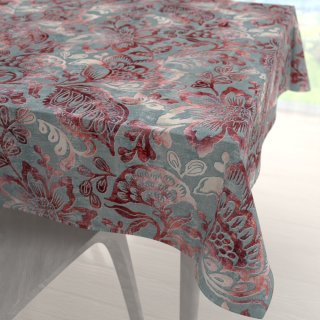 Sametový čtvercový ubrus Tamara TMR-054 Abstraktní vínové květy na šedozeleném - Biante.cz