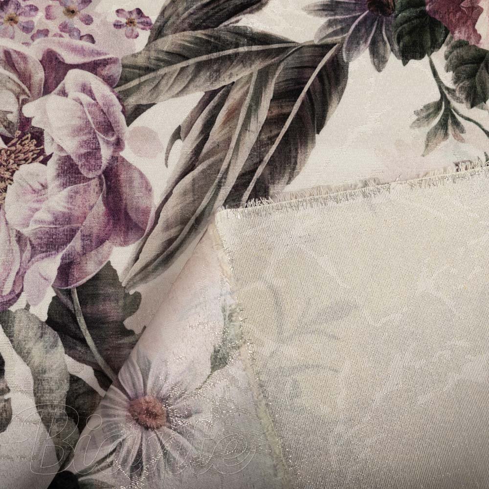 Dekorační látka Parma PM-112 Fialové květy na smetanovém - šířka 150 cm - detail 5 - Biante.cz