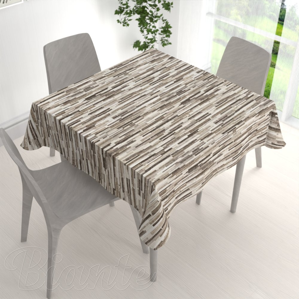 Dekorační čtvercový ubrus Leona LN-176 Hnědo-béžové proužky - detail 1 - Biante.cz