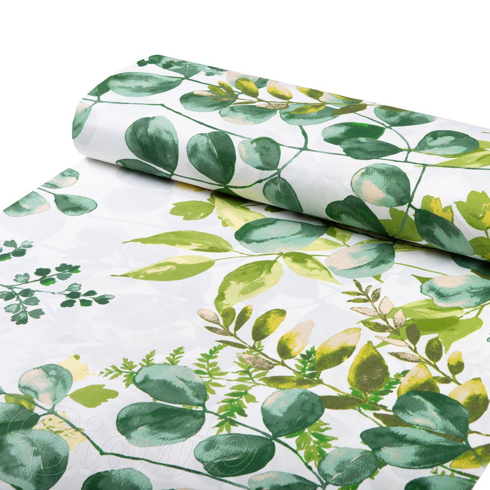 Bavlnená látka/plátno Sandra SA-244 Zelený eukalyptus na bielom - šírka 160 cm a 220 cm - detail 1 - Biante.sk