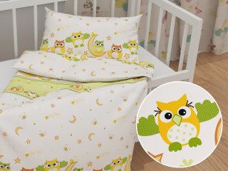 Dětské bavlněné povlečení do postýlky Sandra SA-594 Baby sovy zelené - Biante.cz Dětské bavlněné povlečení do postýlky Sandra SA-594 Baby sovy zelené - Biante.cz
