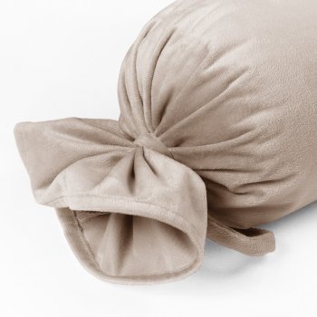 Sametový polštář válec bonbon Velvet Premium SVP-020 Béžový - detail 1 - Biante.cz