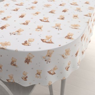 Dětský bavlněný oválný ubrus Sandra SA-732 Medvědí miminka na bílém - Biante.cz