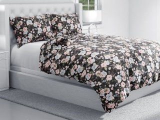 Bavlněné ložní povlečení Sandra SA-449 Modro-růžové květiny na černém - detail 1 - Biante.cz Bavlněné ložní povlečení Sandra SA-449 Modro-růžové květiny na černém - detail 1 - Biante.cz