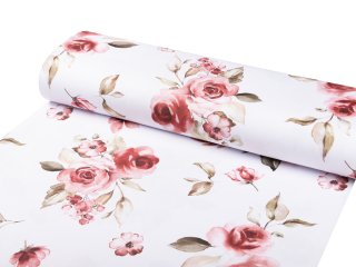Teflonová látka na ubrusy TF-023 Červené růže na bílém - šířka 155 cm - detail 1 - Biante.cz Teflonová látka na ubrusy TF-023 Červené růže na bílém - šířka 155 cm - detail 1 - Biante.cz