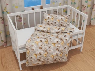 Dětské bavlněné povlečení do postýlky Sandra SA-517 Podzimní pampelišky na šedém - detail 1 - Biante.cz Dětské bavlněné povlečení do postýlky Sandra SA-517 Podzimní pampelišky na šedém - detail 1 - Biante.cz