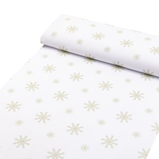 Teflonová látka na ubrusy TF-102 Vánoční béžové vločky na bílém - šířka 155 cm - detail 1 - Biante.cz