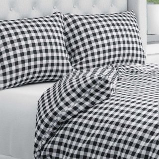 Bavlněné ložní povlečení Sandra SA-060 Černo-bílé kostičky - Biante.cz