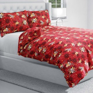 Bavlněné ložní povlečení Sandra SA-714 Vánoční cesmíny na červeném - detail 1 - Biante.cz