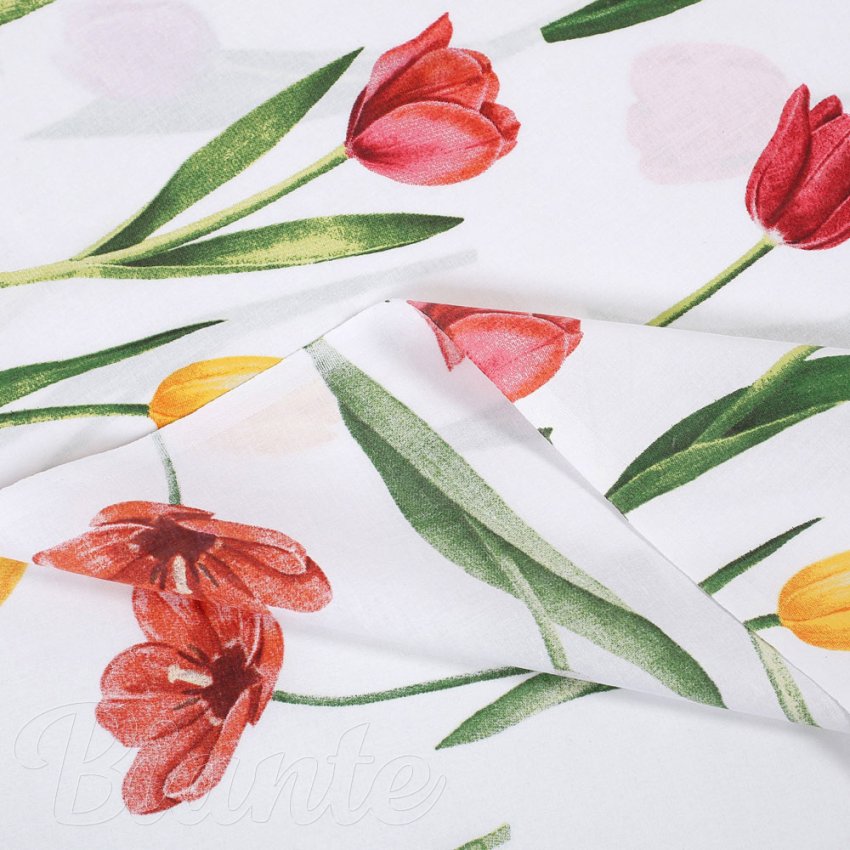 Bavlnená látka/plátno Sandra SA-506 Tulipány na bielom - šírka 220 cm - detail 3 - Biante.sk
