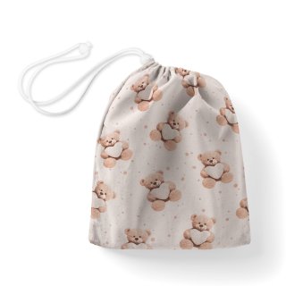 Bavlnený vak/vrecko na prezuvky Sandra SA-721 Medvedíky so srdiečkami na púdrovo ružovom - Biante.sk