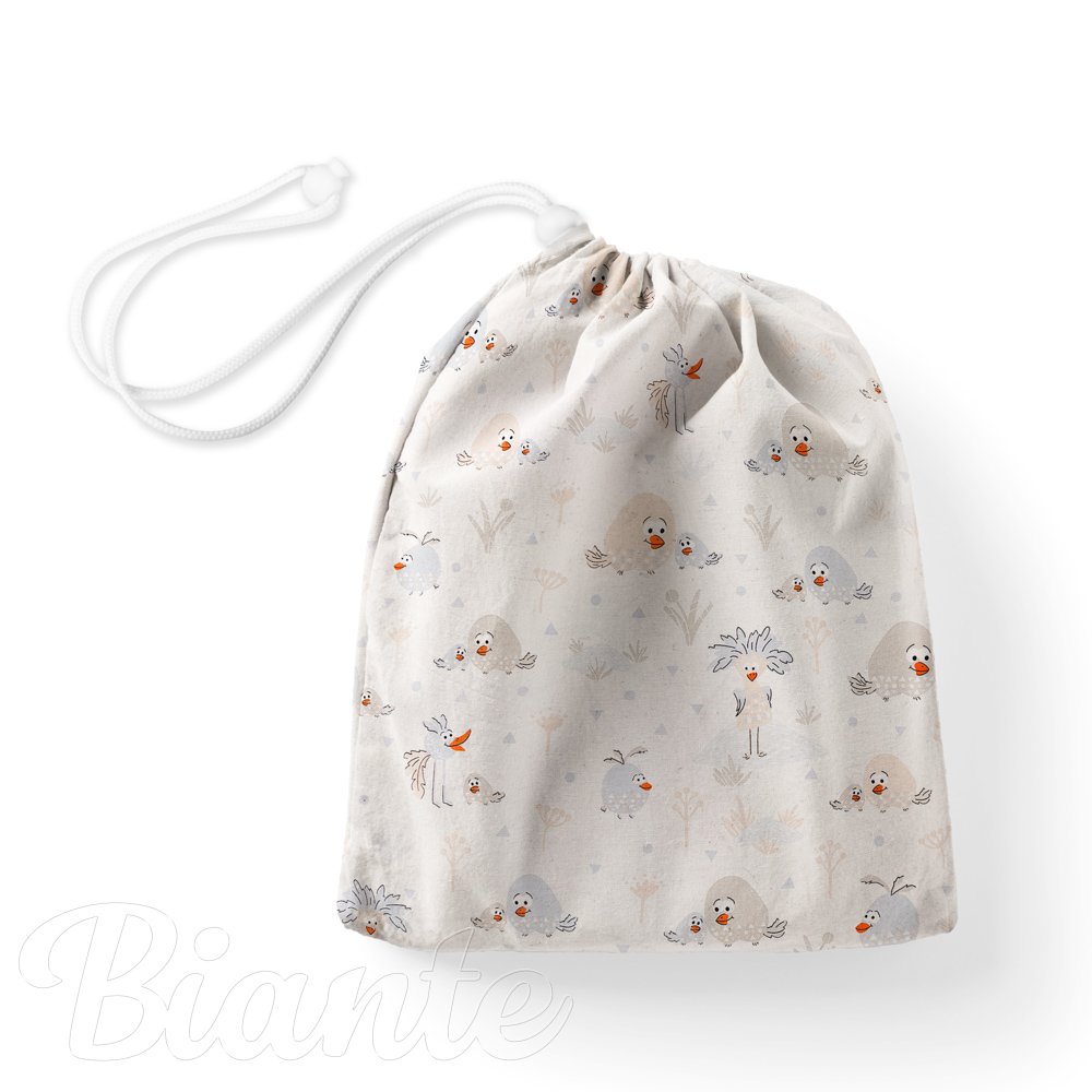 Bavlněný pytlík/sáček na přezůvky Sandra SA-614 Veselí ptáčci na bílém - Biante.cz