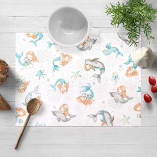 Detské bavlnené prestieranie na stôl Sandra SA-691 Modrozelené morské panny s delfínmi a veľrybami na bielom - Biante.sk Detské bavlnené prestieranie na stôl Sandra SA-691 Modrozelené morské panny s delfínmi a veľrybami na bielom - Biante.sk