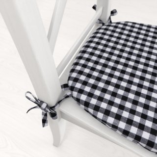 Oblý bavlnený podsedák Olivia OL-015 Čierno-biela kocka malá - 39x37x3 cm - detail 1 - Biante.sk
