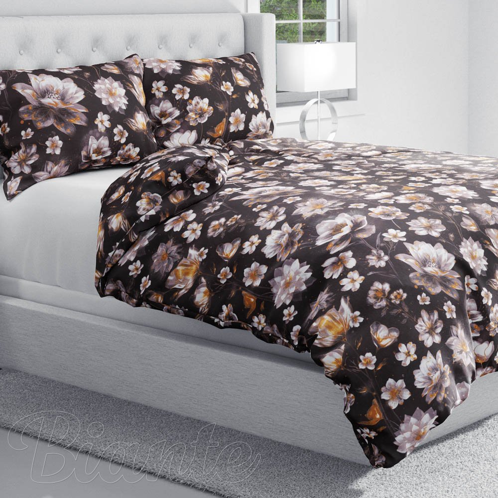 Bavlněné ložní povlečení Sandra SA-625 Magické lekníny na temně hnědém - detail 1 - Biante.cz