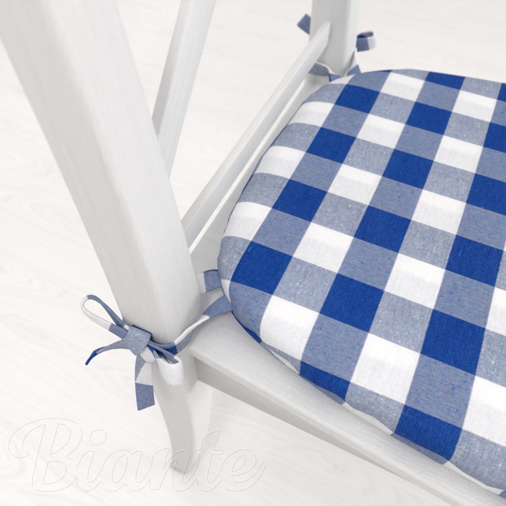 Oblý podsedák Rebeka RE-007 Modro-bílá kostka velká - 39x37x3 cm - detail 1 - Biante.cz