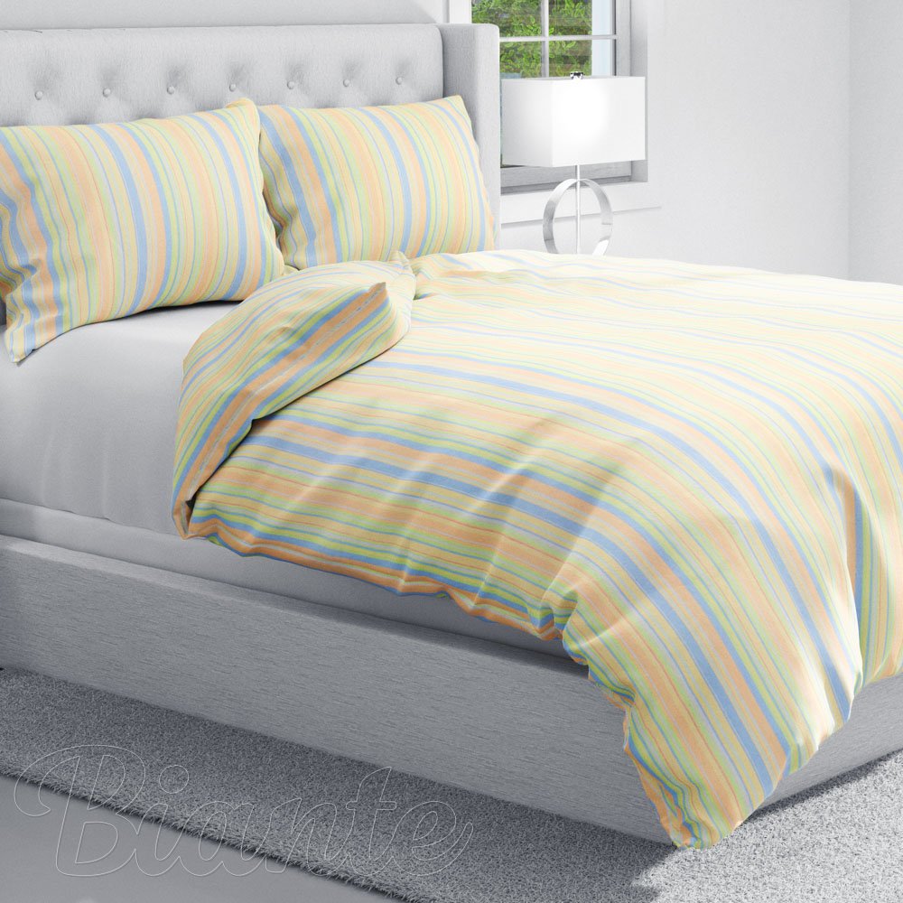 Bavlněné ložní povlečení Sandra SA-734 Pastelově barevné proužky - detail 1 - Biante.cz
