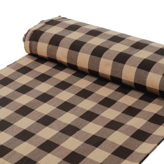 Bavlněná látka Olivia OL-017 Hnědo-béžová kostka velká - šířka 150 cm - detail 1 - Biante.cz