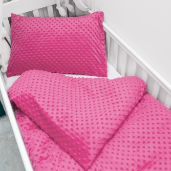 Dětské povlečení do postýlky Minky 3D puntíky MKP-020 Růžovo fialové - Biante.cz Dětské povlečení do postýlky Minky 3D puntíky MKP-020 Růžovo fialové - Biante.cz