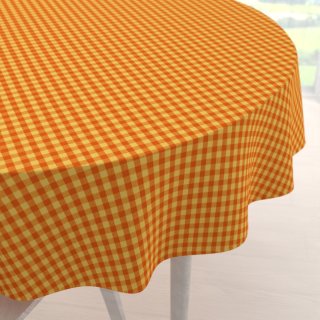 Bavlněný kulatý ubrus Olivia OL-006 Oranžovo-žlutá kostka malá - Biante.cz Bavlněný kulatý ubrus Olivia OL-006 Oranžovo-žlutá kostka malá - Biante.cz