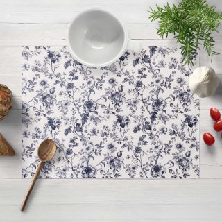 Bavlněné prostírání na stůl Sandra SA-638 Temně modré květiny na bílém - Biante.cz Bavlněné prostírání na stůl Sandra SA-638 Temně modré květiny na bílém - Biante.cz